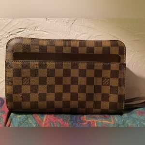 Checkered Brown Clutch